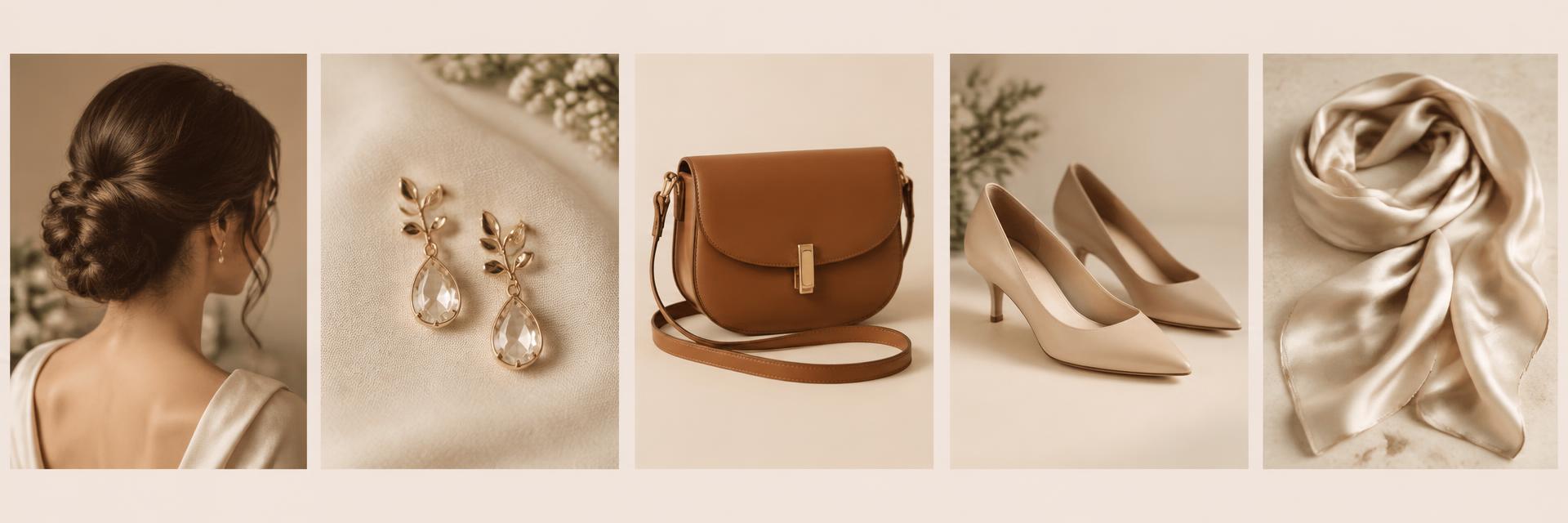 Hair, jewellery, bag, shoes and scarf styled together